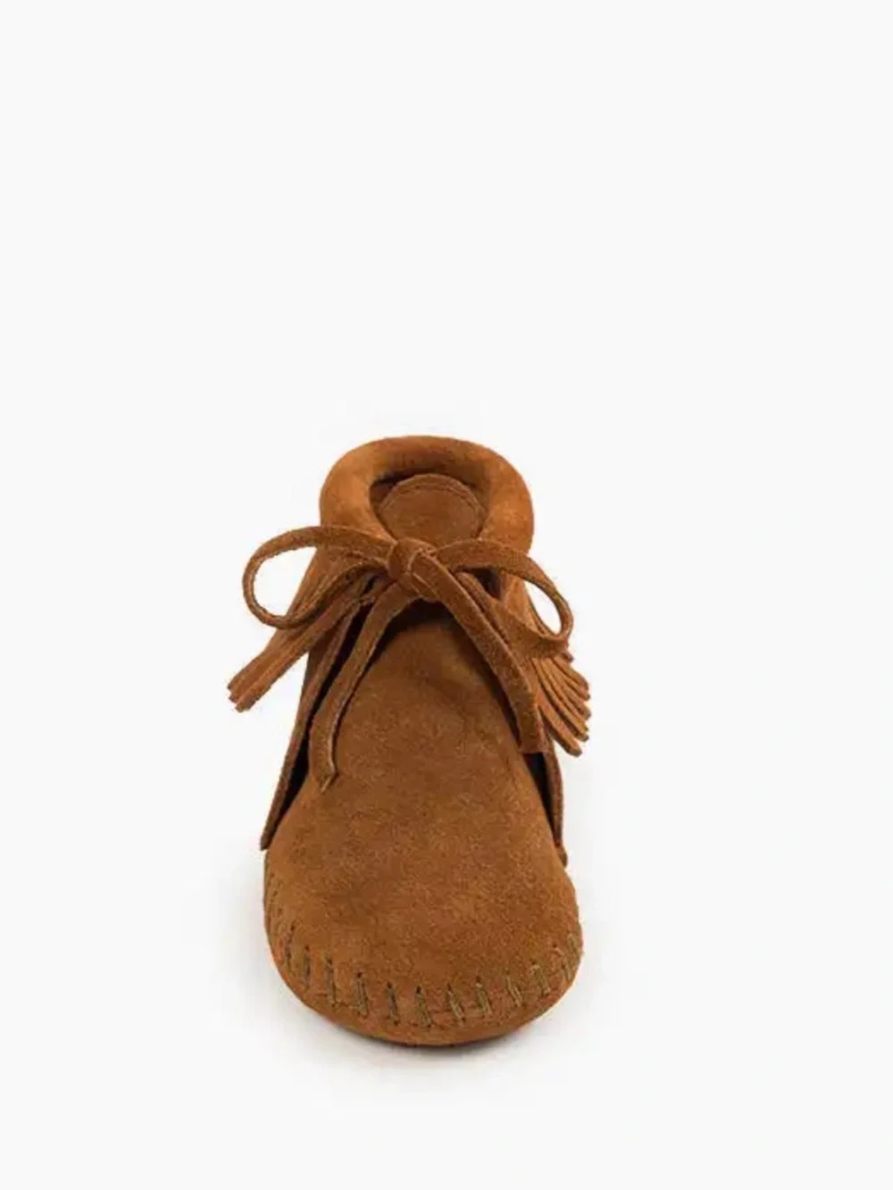 Kids Suede Fringe Moccasin Bootie in Brown